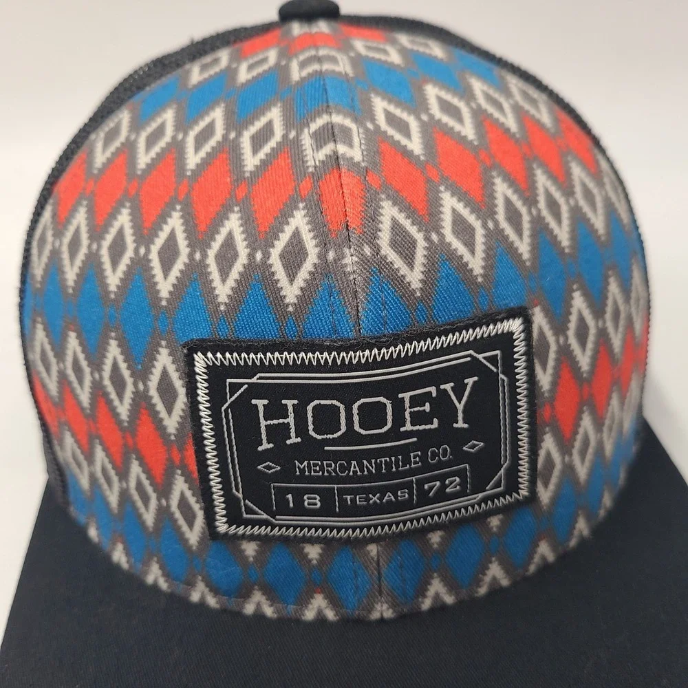 Hooey Hat Snapback Trucker‎ Mesh Black Blue Red Geometric Aztec Pattern Western - Picture 6 of 14